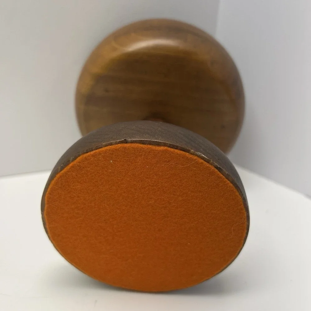 Vtg Handmade Turned Wood Pedestal Bowl Centerpiece Decor Felt Bottom 5.25x5